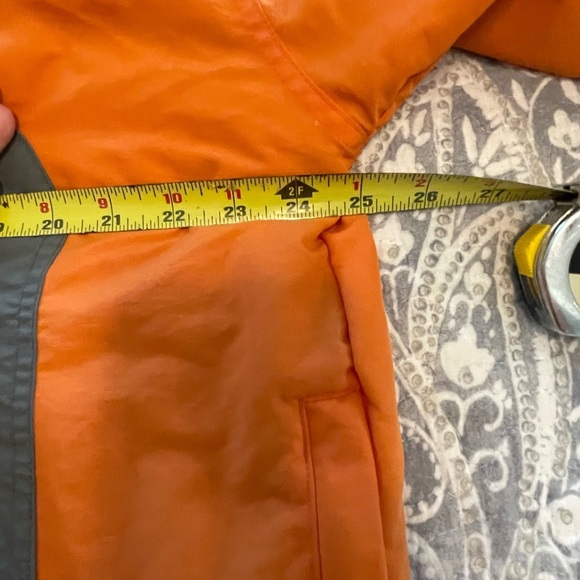 Old Navy Vtg Jacket hooded Windbreaker men gray orange Fleece Lined Pullover - Picture 4 of 9